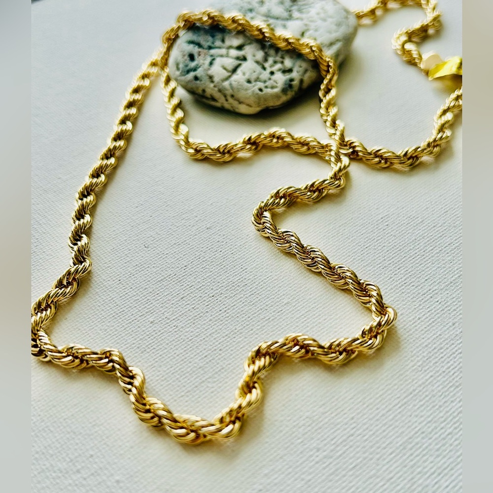 Rope chain gold plated 30” length, width 5 mm NEW